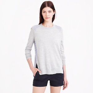 J.Crew Mixed Media Merino Wool Sweater Grey Sz Medium